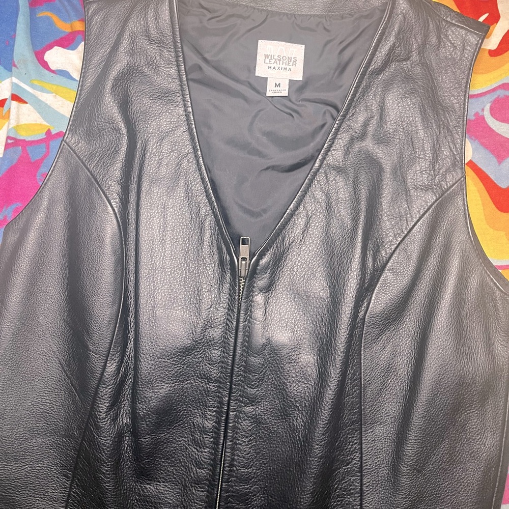 Black Leather Cropped Vest